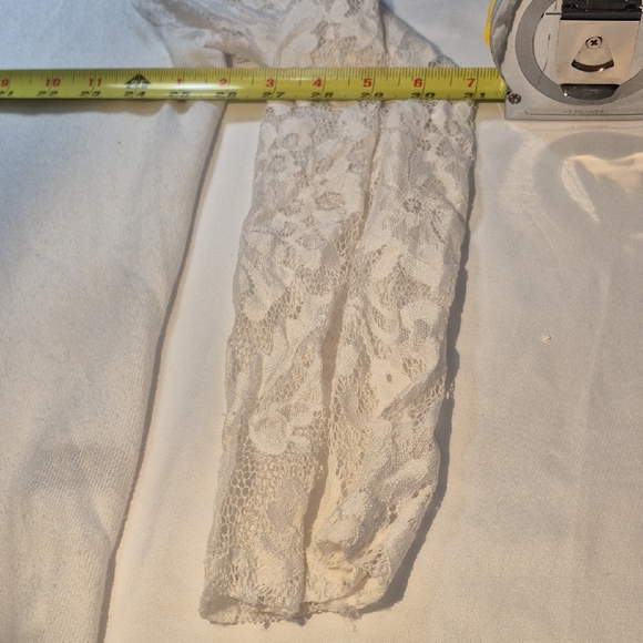 Womens Plus 3X White Lace Sleeve Women's Blouse - Picture 11 of 12
